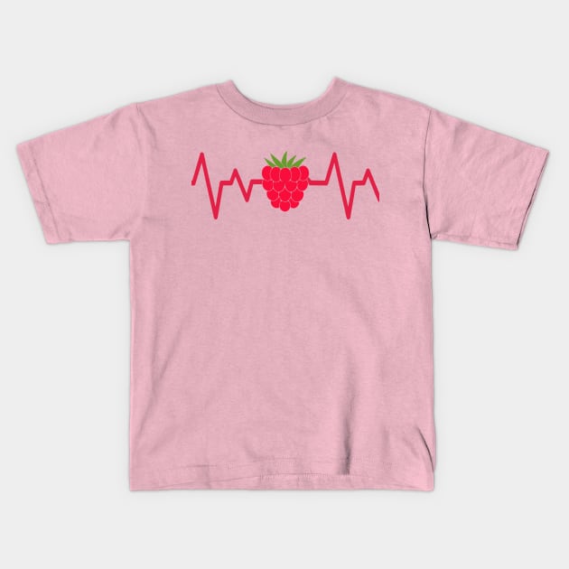 raspberry heart beat funny cute for fruit lover mom art vegetarian Kids T-Shirt by greatnessprint